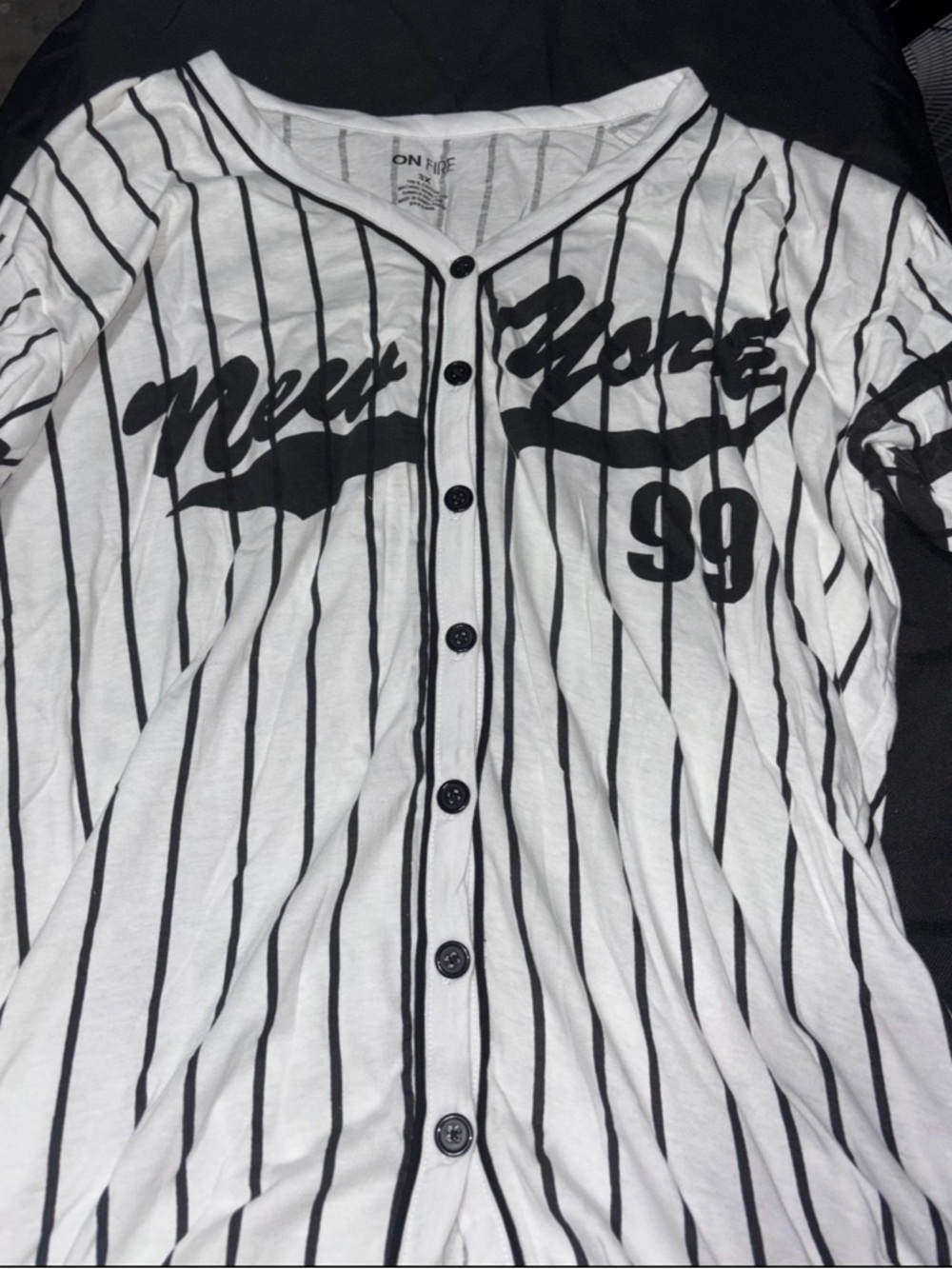 On Fire White and Black Pinstripe Button-Up Jersey